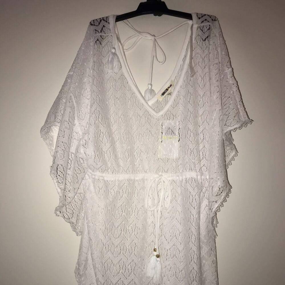 Miken Swim NEW White Lace Swim Cover Up Top Size Medium